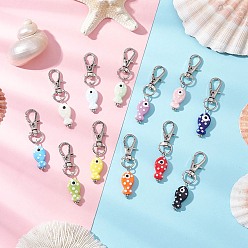 (52) Непрозрачная лаванда 12шт. фарфоровые рыбки ручной работы подвесные украшения, с сплава шарнирного когтя омара застежками, разноцветные, 56 мм