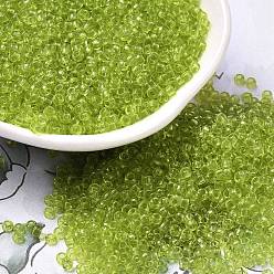 Желто-Зеленый Прозрачные цветные стеклянные круглые бусины, желто-зеленый, 2~2.5x1.5 мм, отверстие : 1 мм, Около 28125 шт / фунт