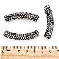 Jet Hematite Brass Middle East Rhinestone Beads, Tube, Jet Hematite, 45~46.5x9mm, Hole: 4mm