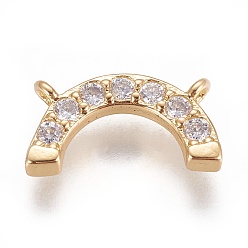 Golden Brass Micro Pave Cubic Zirconia Charms, Rainbow, Clear, Golden, 7x14x2mm, Hole: 1mm