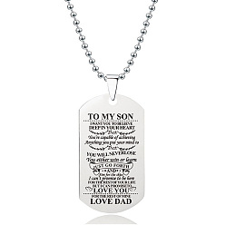 Нержавеющая Сталь Цвет 201 подвеска из нержавеющей стали для моего сына в виде армейского жетона, цепочка с шариками, цвет нержавеющей стали, 23.62 дюйм (60 см)