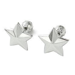 Stainless Steel Color 304 Stainless Steel Ear Studs, Star, Stainless Steel Color, 12.5x13mm