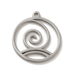 Stainless Steel Color 304 Stainless Steel Pendants, Laser Cut, Vortex Charm, Stainless Steel Color, 17x15x1mm, Hole: 1.2mm