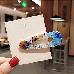 Темно-Голубой Заколки из кожи аллигатора из ацетата целлюлозы, выдалбливают аксессуары для волос для девочек женщин, слеза, глубокое синее небо, 70 мм