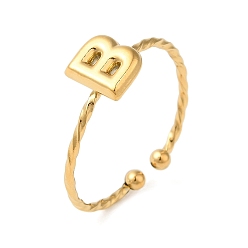 Letter B 304 открытые манжеты из нержавеющей стали, украшения для женщин, реальный 18 k позолоченный, В письме, внутренний диаметр: 19 мм, Письмо: 7x6 мм