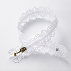 Белый Нейлоновые кружевные закрытые молнии, для сумок-кошельков, белые, 20 см