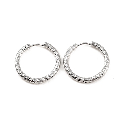 Нержавеющая Сталь Цвет Не тускнеют 304 серьги-кольца из нержавеющей стали с рифлением, цвет нержавеющей стали, 23x2.5 мм, штифты : 1 мм