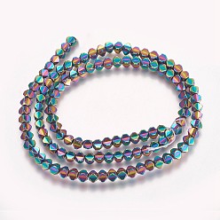 Rainbow Plated Electroplated Non-magnetic Synthetic Hematite Beads Strands, Polygon, Multi-color Plated, 3x3x3mm, Hole: 0.8mm, about 133pcs/strand, 15.74 inch(40cm)