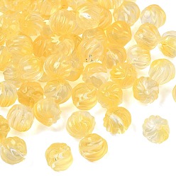 Золотистый Двухцветные прозрачные стеклянные бусины, тыква, с блеском порошок, золотые, 10~10.5x9~10 мм, отверстие : 1.4 мм, Около 833 шт / 1000 г