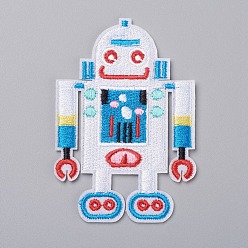 Colorful Computerized Embroidery Cloth Iron on/Sew on Patches, Costume Accessories, Appliques, for Backpacks, Clothes, Robot, Colorful, 79x53x2mm