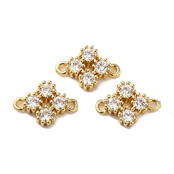 Прозрачный Подвески из латуни с покрытием из латуни и кубическим цирконием, ромб прелести, без свинца и без кадмия, реальный 18 k позолоченный, долговечный, прозрачные, 14x10x3 мм, отверстие : 1.2~1.4 мм