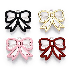 (52) Непрозрачная лаванда Сплав с окрашенными подвесками, без свинца и без кадмия, бантом, разноцветные, 17x18.5x4 мм, отверстие : 1.6 мм