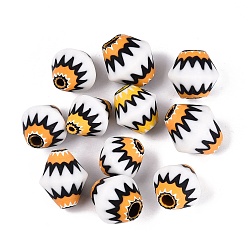 Weiß Handgefertigte Millefiori-Glasperlen, Chevron-Perlen, weiß, 22~31x22~30 mm, Bohrung: 2~8 mm