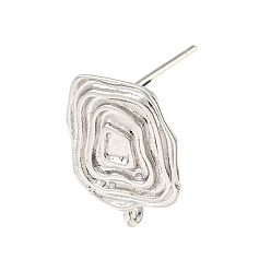 Platinum Brass Stur Earring Findings, Irregular Grain, Platinum, 16x12mm, Hole: 0.7mm, Pin: 12mm