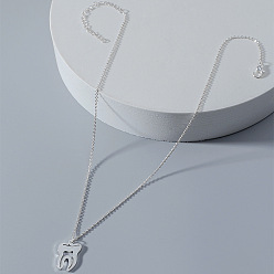 Нержавеющая Сталь Цвет Форма зуба 201 ожерелья из нержавеющей стали с подвесками для женщин, цвет нержавеющей стали, 16.54 дюйм (42 см)