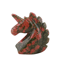 Унакит Натуральные украшения для витрины единорога из унакита, фигурка для украшения дома, энергетический камень рейки для исцеления, 50x55 мм