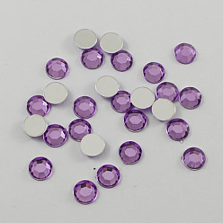 Темно-Фиолетовый Прозрачные акриловые горные хрустальные кабошоны, плоская задняя и задняя, граненые, полукруглый, темно-фиолетовый, 6x2 мм , около 5000 шт / мешок