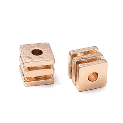 Light Gold Латунные бусины, рифленый куб, стойки покрытие, долговечный, золотой свет, 6x6x6 мм, отверстие : 2 мм