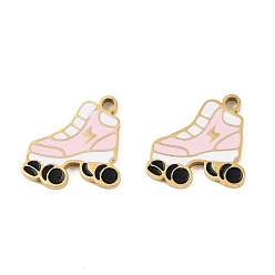 Pink 304 из нержавеющей стали шармы эмали, ионное покрытие (ip), золотые, роликовые коньки очарование, розовые, 14.5x13.5x1.5 мм, отверстие : 1.4 мм