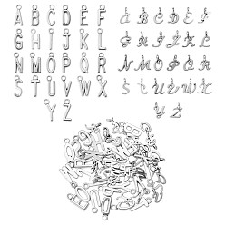 Silver 156Pcs Alloy Charms, Initial Letter A~Z, Silver, 10.8x7.8x1.5mm, Hole: 1.5mm