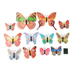 Color mezclado 3 d pegatinas de pared de plástico, con cinta adhesiva, para la decoración de la pared del dormitorio de la sala de estar del hogar, mariposa, color mezclado, 42~113x59~120x5.5 mm, 12 PC / sistema
