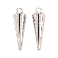 Платина Латунные подвески, конус прелести, без свинца и без кадмия, долговечный, стойки покрытие, платина, 16x5 мм, отверстие : 1.5 мм