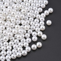 Белый Пластиковые бусины abs, имитации жемчуга, без отверстия , круглые, белые, 5 мм