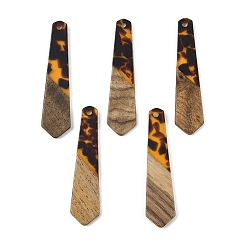 Другие Подвески из прозрачной смолы и орехового дерева, связать, 48.5x12x3 мм, отверстие : 2 мм