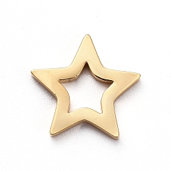 Золотой Вакуумное покрытие pvd 304 соединительные кольца из нержавеющей стали для изготовления ювелирных изделий, ручная полировка, звезда, золотые, 8x8x1 мм, внутренний диаметр: 3x3 мм