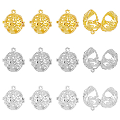 (52) Непрозрачная лаванда 12шт 3 цвета латунные подвески в виде клетки, для ожерелья, полый круглый брелок с деревом жизни, разноцветные, 17x17.5x15 мм, отверстие : 1 мм, внутренний диаметр: 11.5 мм, 4 шт / цвет