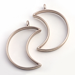Coffee Golden Matte Style Rack Plating Alloy Open Back Bezel Pendants, For DIY UV Resin, Epoxy Resin, Pressed Flower Jewelry, Moon, Cadmium Free & Nickel Free & Lead Free, Coffee Golden, 38x25.5x3.5mm, Hole: 2.8mm