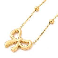 Настоящее золото 14K Ионное покрытие (IP) 304 подвеска из нержавеющей стали с бантом и шариковой цепочкой для женщин, реальный 14 k позолоченный, 16.54 дюйм (42 см)