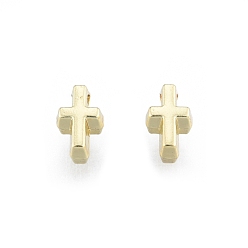 Light Gold Alloy Beads, Cadmium Free & Lead Free, Cross, Light Gold, 6.5x4x3mm, Hole: 1.5mm