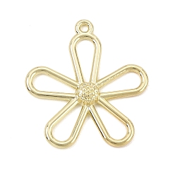 Golden Alloy Pendants, Flower Charms, Rack Plating, Cadmium Free & Nickel Free & Lead Free, Golden, 28x25x3mm, Hole: 1.5mm