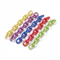 Mixed Color Handmade Opaque Acrylic Cable Chains, for Handbag Chain Making, Mixed Color, Links: 31x19x5mm, 39.37 inch(1m)/strand