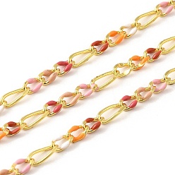 Разноцветный Латунь Figaro цепи, пайки, с эмалью, стойки покрытие, долговечный, без свинца и без кадмия, с катушкой, реальный 18 k позолоченный, красочный, ссылка: 4.5x3x1мм и 6x2x1мм