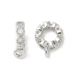 Платина Латунные поручни из прозрачного кубического циркония с микропаве, петля под залог, долговечный, круглые кольца, платина, 11.5x8x2.5 мм, отверстие : 1.2 мм, внутренний диаметр: 4.5 мм