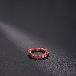 Камень с Пылевым Золотом Эластичные кольца из синтетического золота, круглые, бусины : 4 мм, внутренний диаметр: регулируемый