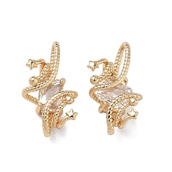 Прозрачный Латуни циркония кубической подвески, звезды прелести, реальный 18 k позолоченный, прозрачные, 17x11x6 мм, отверстие : 5.5x3 мм