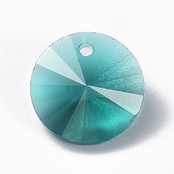Teal Glass Charms, Faceted, Cone, Teal, 14x7mm, Hole: 1mm