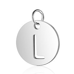 Letter L 304 прелести нержавеющей стали, плоские круглые с буквы, цвет нержавеющей стали, letter.l, 11.5x1 мм, отверстие : 3.5 мм