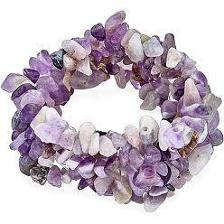 Аметист 3шт. браслеты из натурального аметиста с бусинами для мужчин и женщин, 7-1/2 дюйм (19 см)