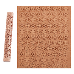 Snowflake Beech Wood Ceramics Tool, Round Column, Snowflake Pattern, 151x21mm