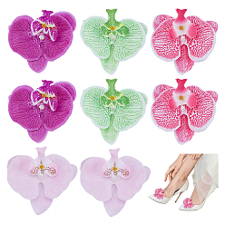 (52) Непрозрачная лаванда 8шт 4 стили железный зажим для обуви, с шелковой тканью искусственный цветок фаленопсис, разноцветные, 95 мм, 2 шт / стиль