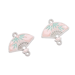 Pink Подвески из сплава эмали, китайский вентилятор, матовый серебристый цвет, розовые, 18x17 мм, отверстие : 1.5 мм