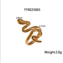 Настоящее золото 18K 304 Кольца-манжеты в форме змеи из нержавеющей стали для женщин, реальный 18 k позолоченный, 30.6 мм, размер США 6 3/4 (17.1 мм)