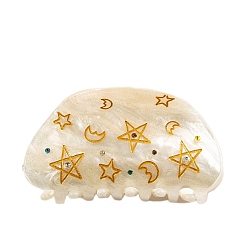 Фора Акриловые заколки для волос с лунной звездой и когтями, со стразами, аксессуары для волос для женщин и девочек, оранжевые, 82x46x40 мм