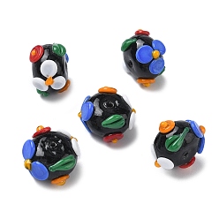 Цветок Эмалевые бусины ручной работы в технике лэмпворк, бусины ручной работы, плоско-круглые, цветок, 18~19x19~19.5x11~1.5 мм, отверстие : 1.6 мм