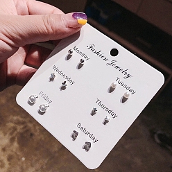 Платина 6 пары антикоррозийных изысканных комплектов сережек-гвоздиков из сплава для девушек и женщин, с пластиковыми бусинами, имитирующими жемчуг, и латунной булавкой, разнообразные, платина, Размер упаковки: 75x75 mm