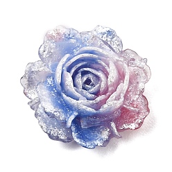 Azul Cabujones de resina opaca bicolor y polvo de purpurina, flor color de rosa, azul, 19x20x8 mm